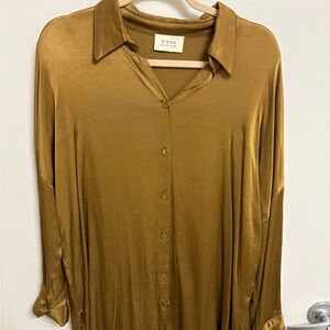 DISSH Gold Satin Button-Down Shirt size 6 worn once
